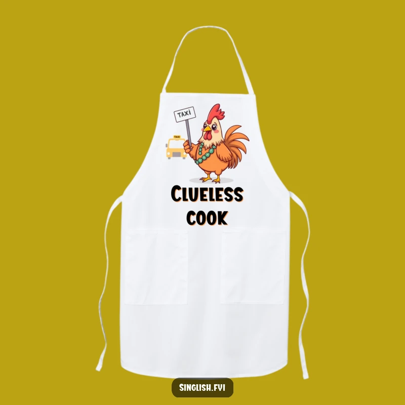 Funny Confused Rooster Taxi Apron - Kitchen Humor for Chefs Gift