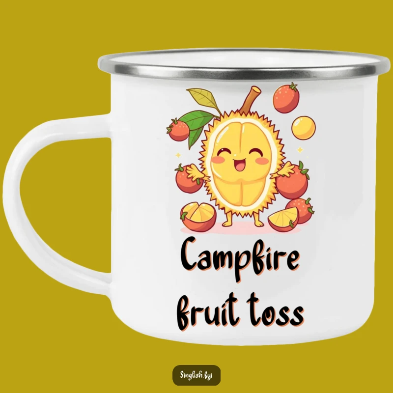 Funny Durian Juggling Camping Mug - Outdoor Tropical Humor Gift