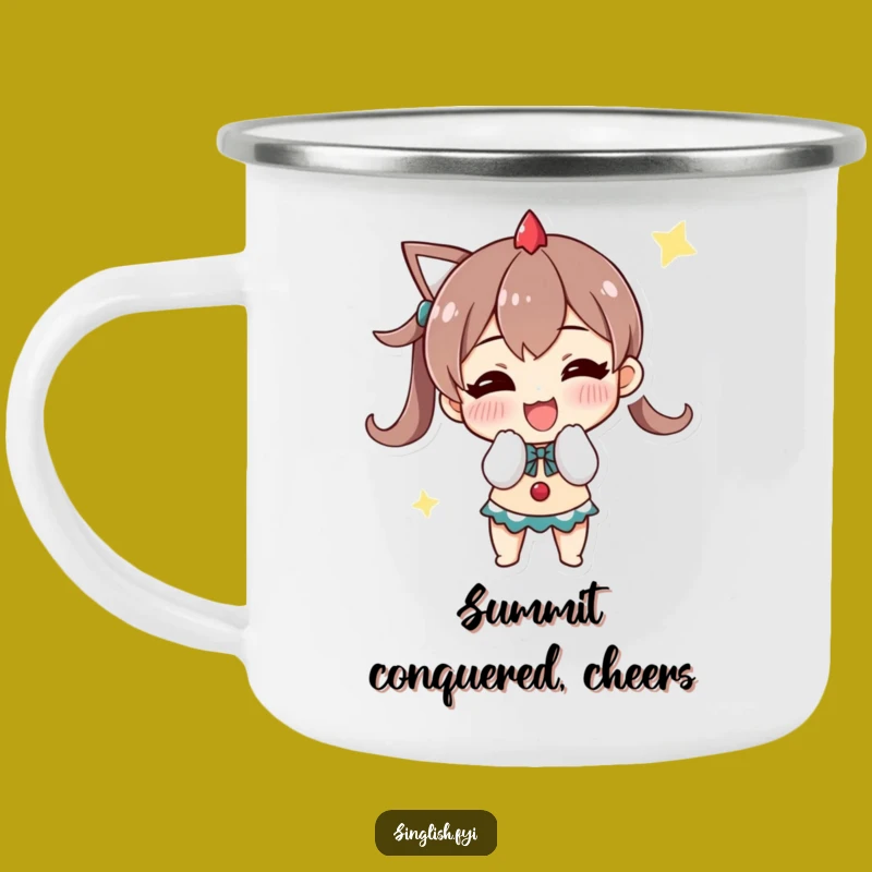 Funny Triumphant Bow Camping Mug: Celebrate Adventures with a Grin!