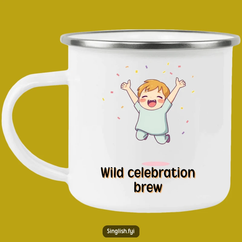 Funny Confetti Jump Camping Mug - Festive Outdoor Celebration Gift