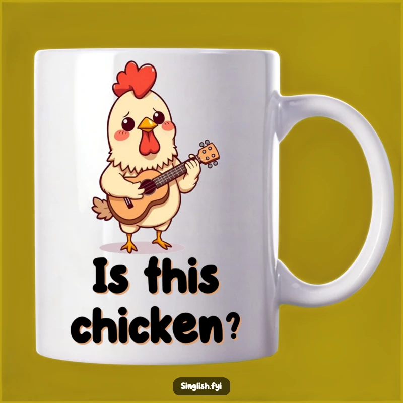 Funny Confused Chicken Skewer Mug - Ukulele Playing Chicken Gift for Laughs