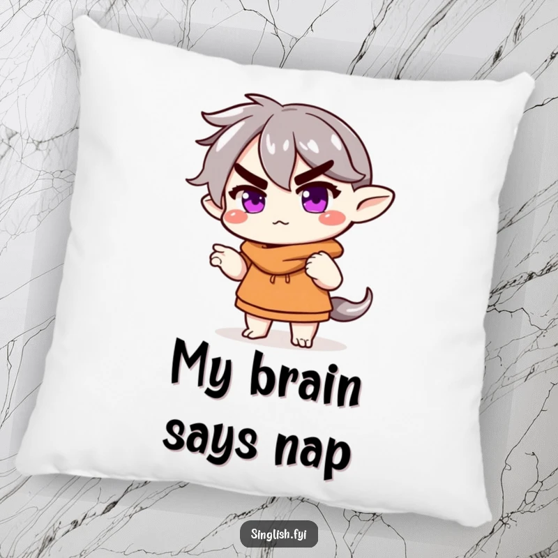 Funny Pillow: A character shrugs with a raised eyebrow, offering a humorous and comfortable decorative accent.