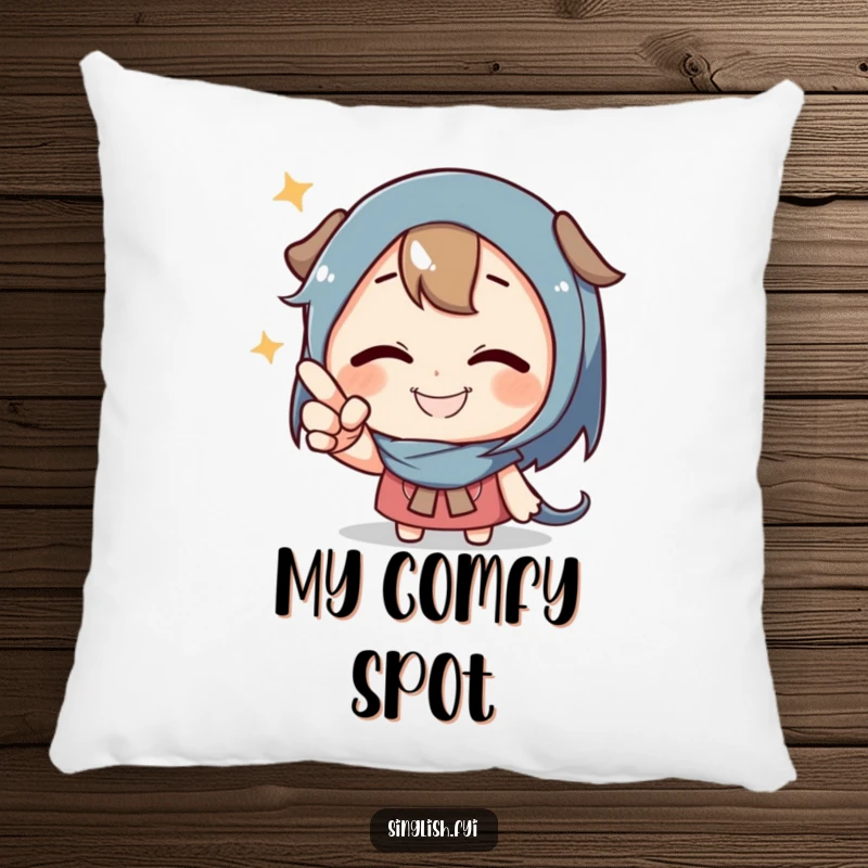 Funny Pointing Character Pillow with a grinning character playfully pointing, perfect for adding comfort and humorous intrigue.