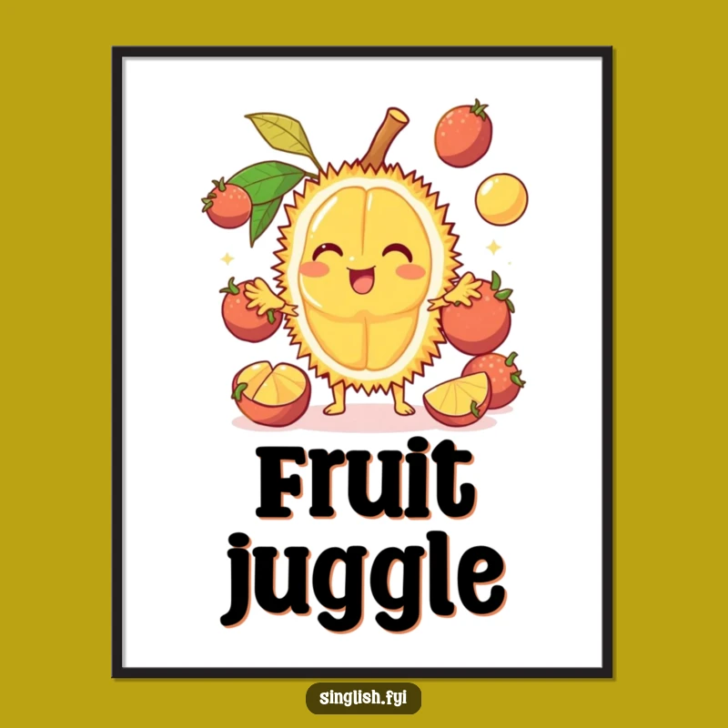 Funny Durian Juggling Digital Art - Instant Tropical Humor Decor Gift