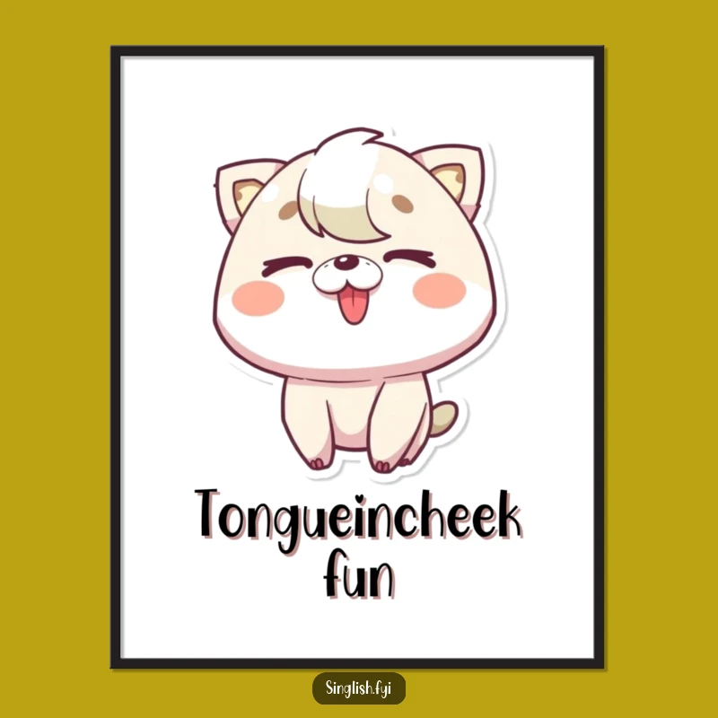 Funny Tongue Out Wink Digital Art Print: Playful Character Cheeky Decor Gift