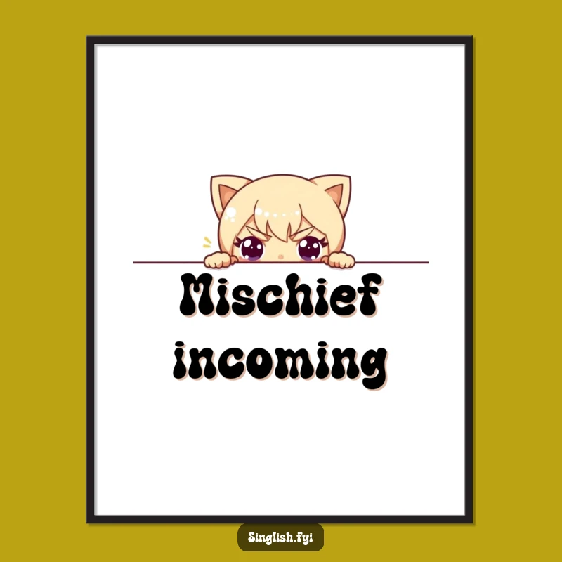 Funny Peeking Character Digital Art - Printable Mischief for Your Walls