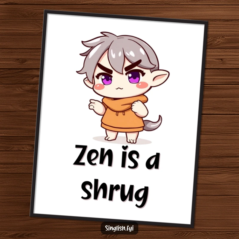 Funny Digital Art Print: A character shrugs with a raised eyebrow, creating a humorous, relatable, and instantly downloadable piece.