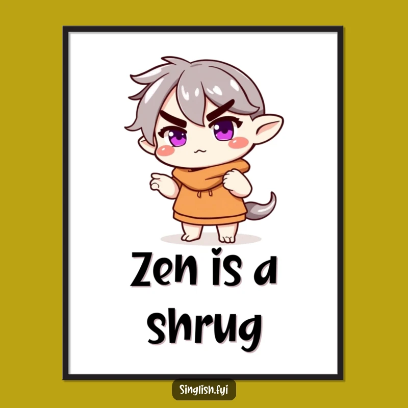 Funny Shrugging Character Digital Art Print - Instant Humor for Your Walls