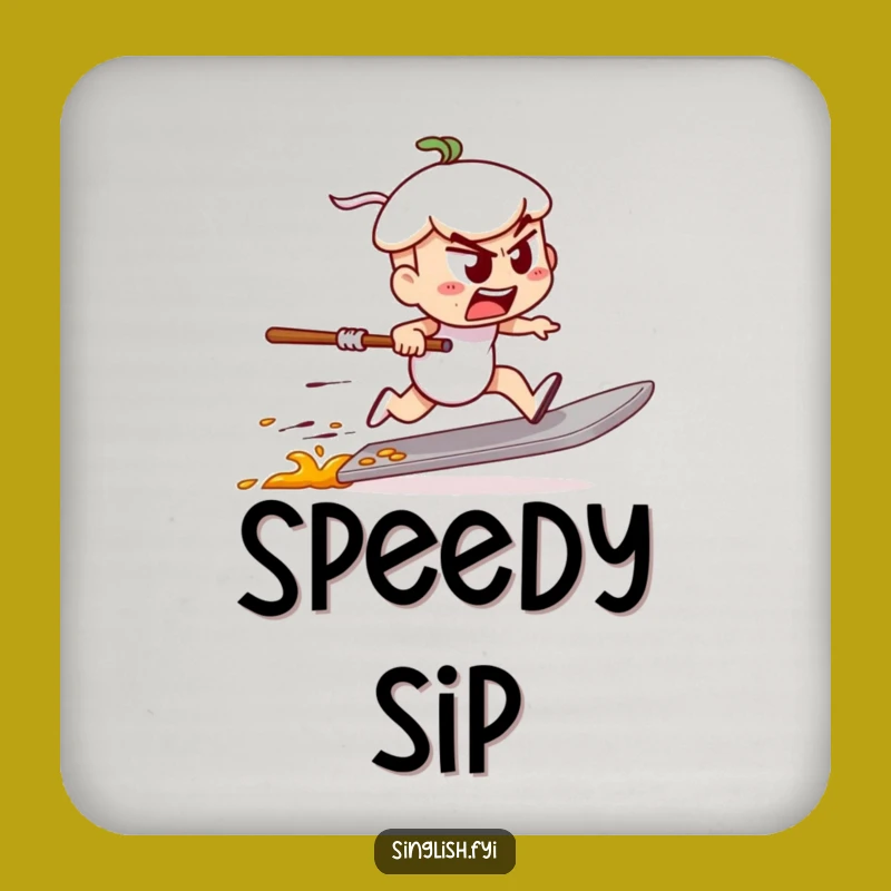 Funny Char Kway Teow Coaster - Speed Race Drink Saver, Unique Funny Gift