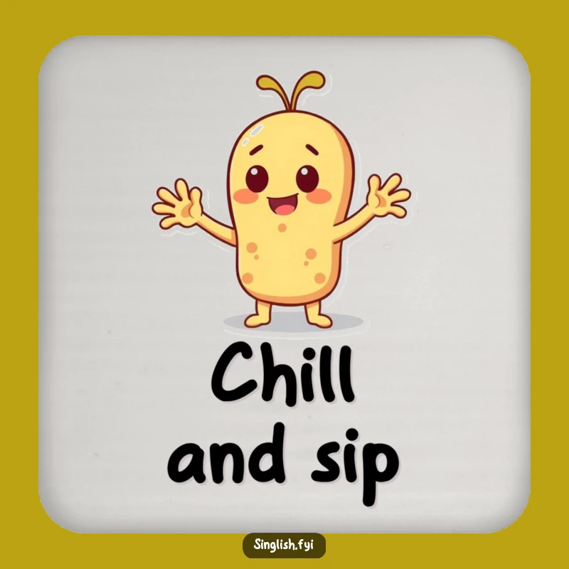 Funny Roti Drink Coaster: Cheerful Fanning Character Protects Your Surfaces