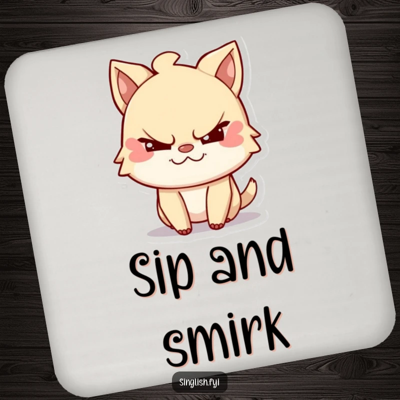 Funny drink coaster set featuring a mischievous character winking playfully, adding a humorous touch to home bars and tables.