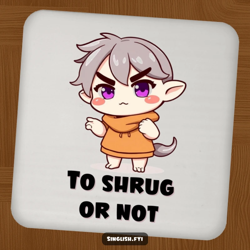 Funny Coaster: A character shrugs with a raised eyebrow, offering humorous protection for surfaces during drinks.