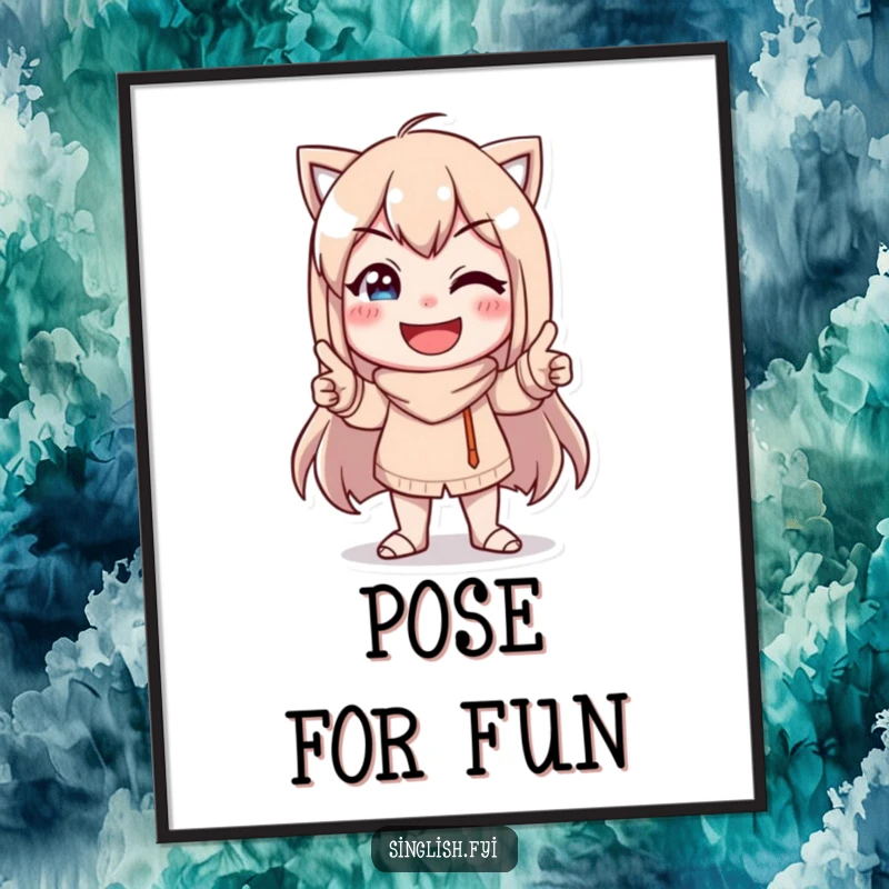 Funny Character Pose Poster: A humorous illustration of a character in a funny pose, sporting an unforgettable, goofy smile.