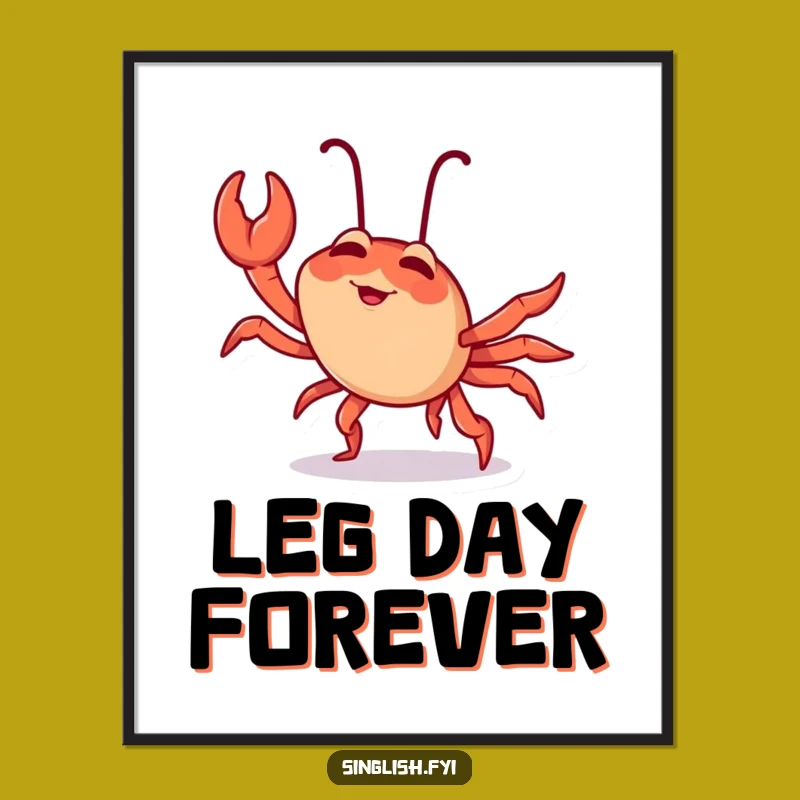 Funny Chilli Crab Poster: Giggling Character Sideways Crab Walk Art, Hilarious Decor!