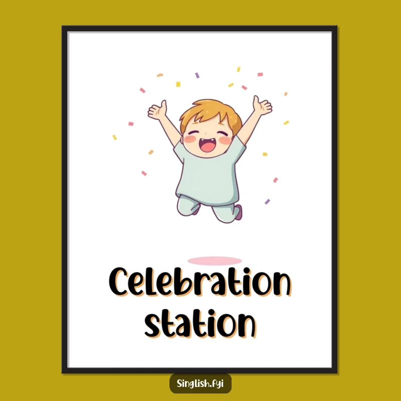 Funny Confetti Jump Poster - Joyful Celebration Wall Art Gift