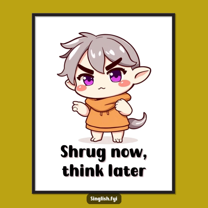 Funny Shrugging Character Poster - Hilarious Wall Art for Any Room