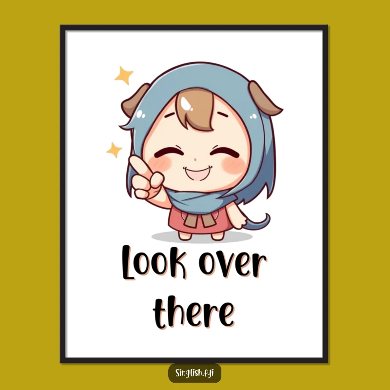 Funny Pointing Character Poster - Playful Grin Wall Art Gift