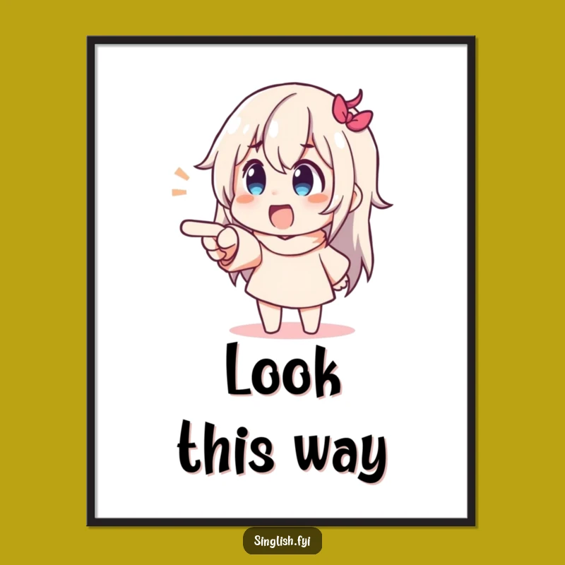 Funny Pointing Character Poster: Bring Delightful Discoveries to Your Walls!