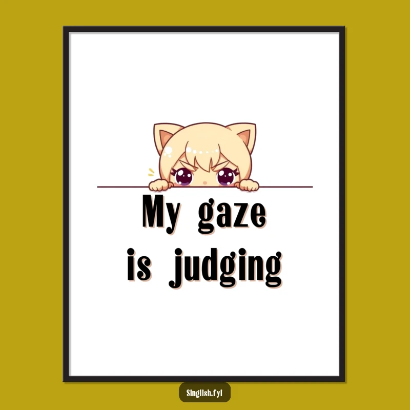 Funny Peeking Character Poster - Hilarious Mischief Wall Art