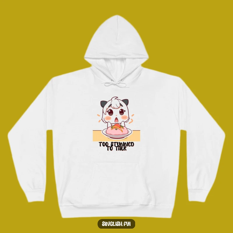 Cozy Funny Surprised Foodie Hoodie, Gasping Dish Comfort, Warm Gift
