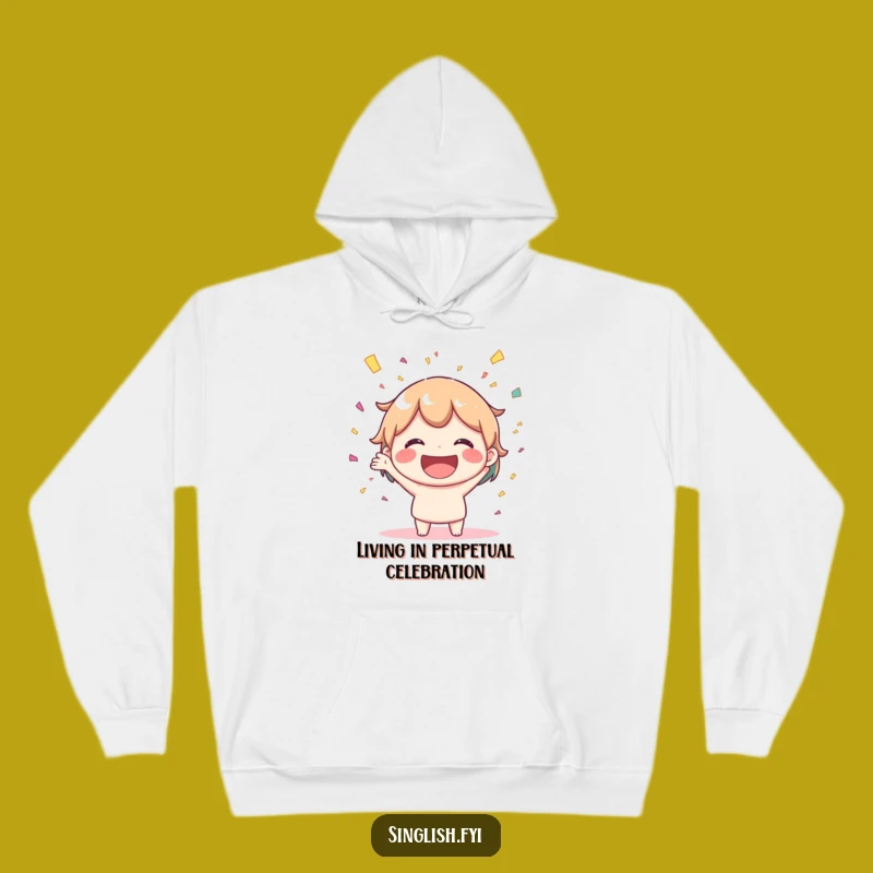 Cozy Funny Joyful Confetti Hoodie, Big Smile Celebration Sweatshirt, Warm Gift