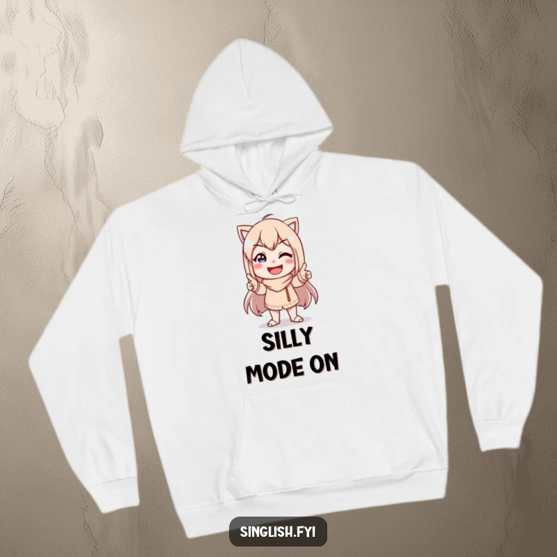 Funny Character Pose Hoodie: A comfortable hoodie showcasing a character in a funny pose with a goofy, humorous smile, perfect for casual wear.