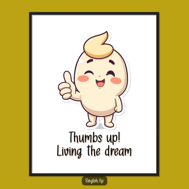 Free Printable Wall Art: Winking Thumbs Up Character, Funny Downloadable Decor