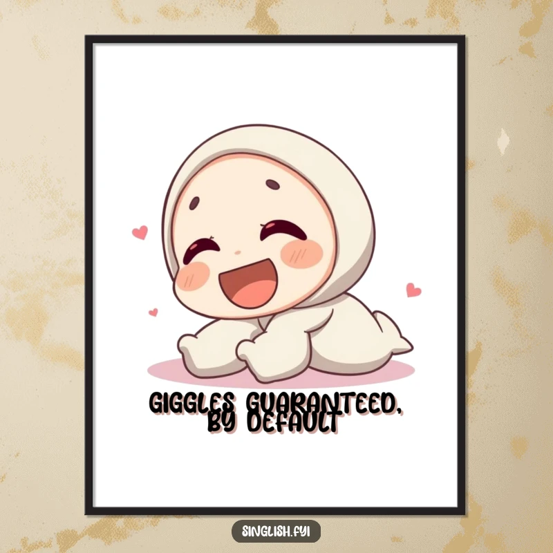 Funny Free Printable Wall Art: A character bent over, laughing uncontrollably on the ground, radiating pure, contagious mirth.