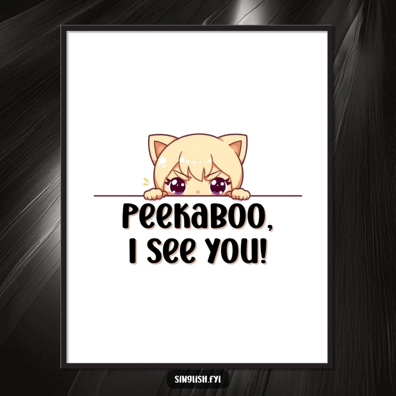 Funny Free Printable Wall Art: A character peeking over a hidden edge with wide, mischievous eyes, adding humor to decor.