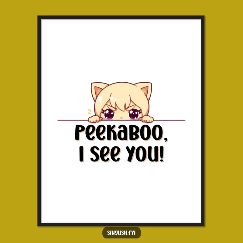 Funny Free Printable Wall Art - Mischievous Character Peeking - Quirky Downloadable Decor