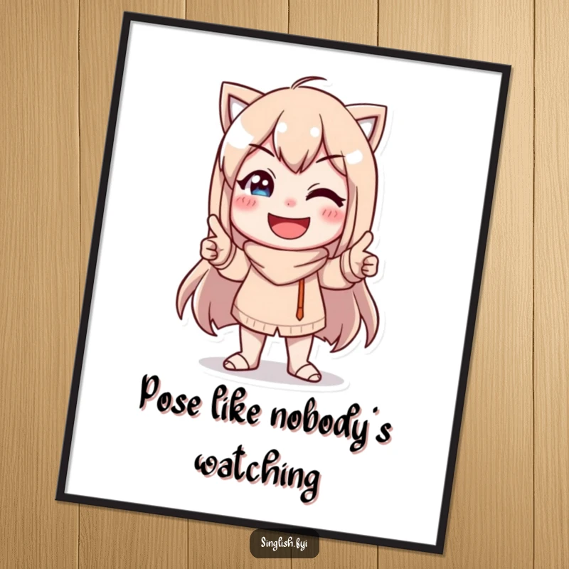 Funny Free Printable Wall Art: A character striking a bizarre and hilarious pose with an exaggerated goofy smile.