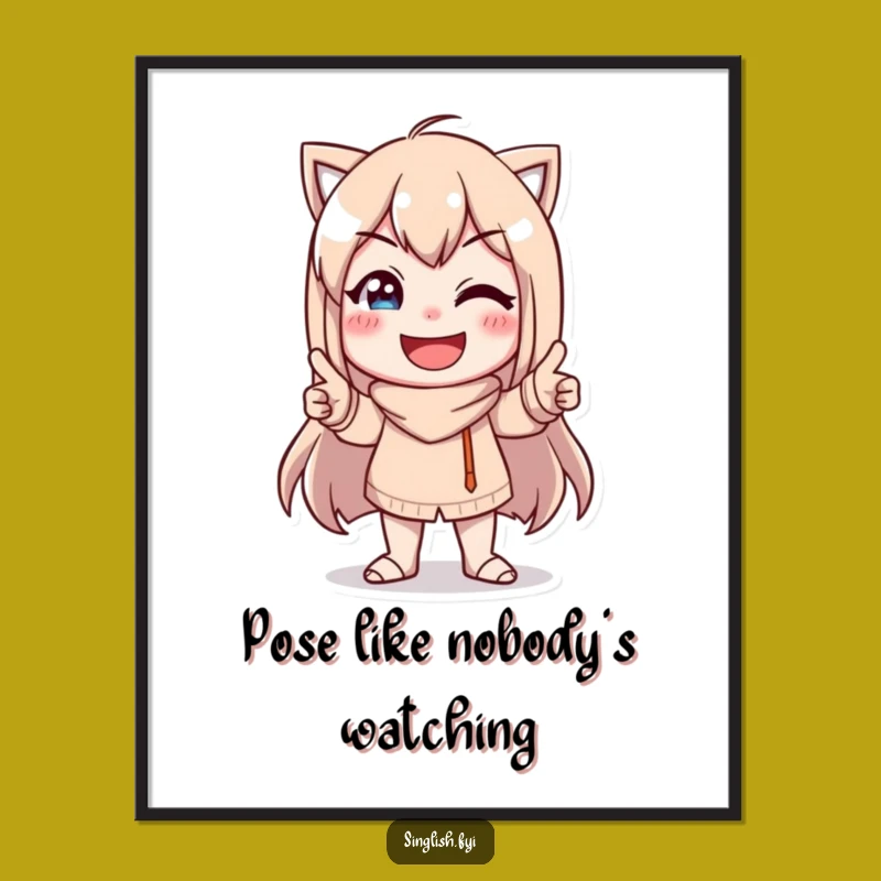 Funny Free Printable Wall Art: Goofy Character Pose, Quirky Downloadable Decor