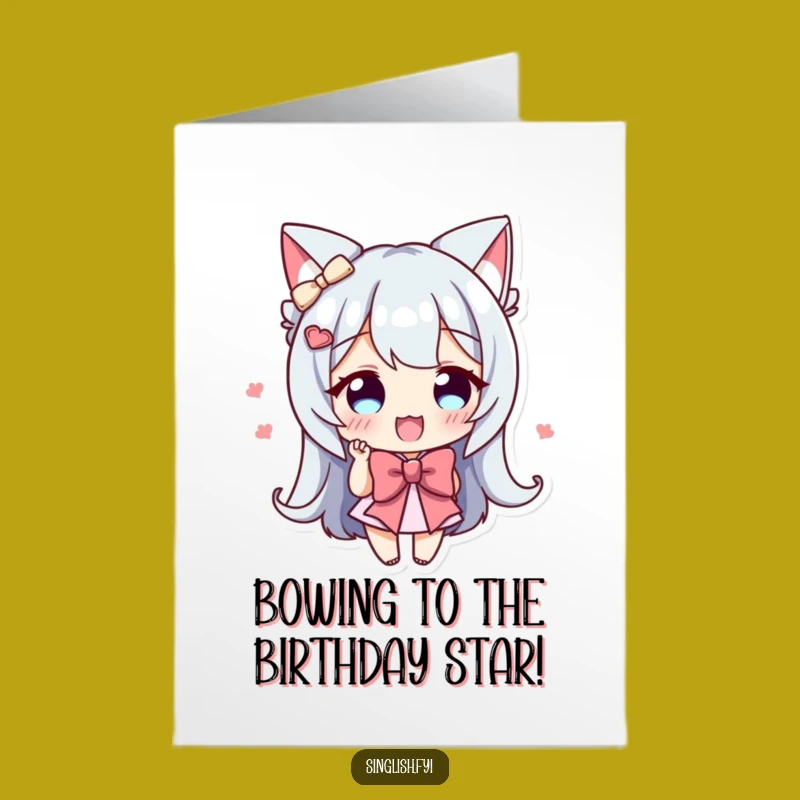 Free Printable Birthday Card: Character Bowing Enthusiastically, Funny Downloadable Gift