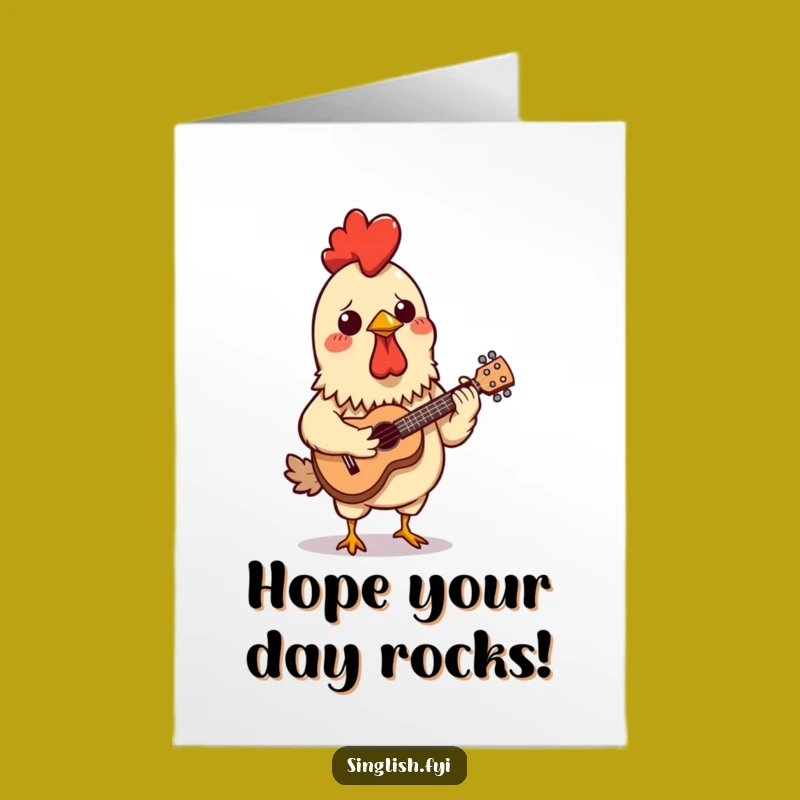 Free Printable Funny Chicken Skewer Birthday Card: Ukulele Laughs Downloadable