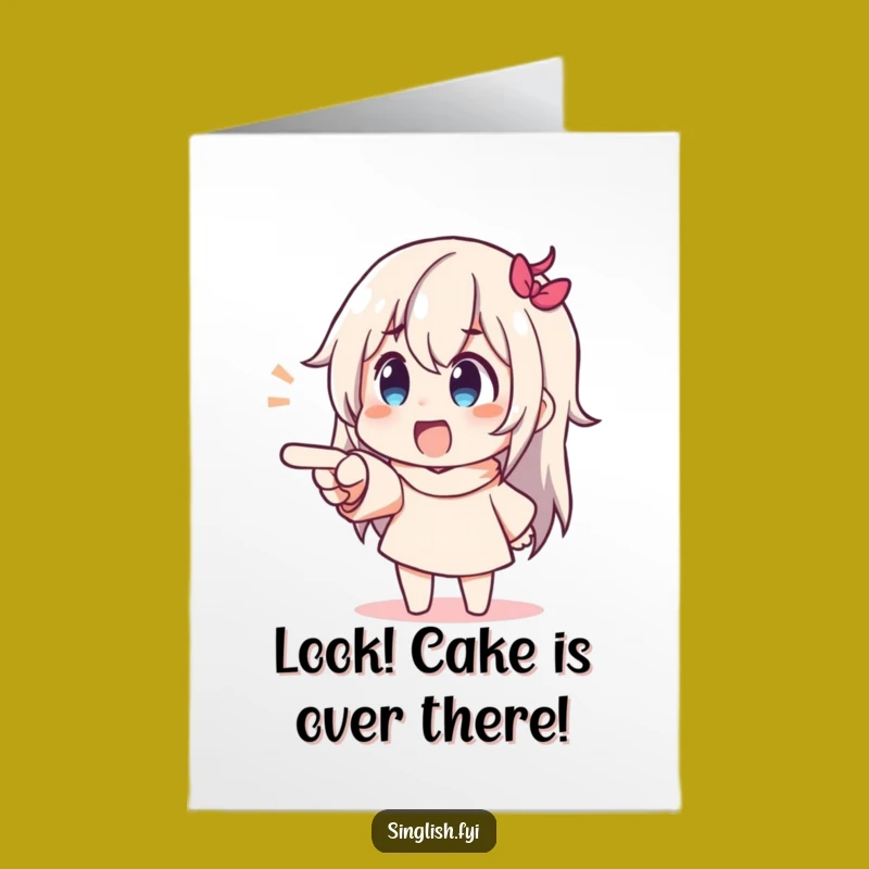 Free Printable Birthday Card: Pointing Character Full of Birthday Delight