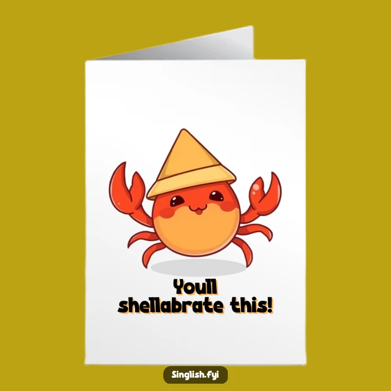 Free Printable Chili Crab Congrats Card: Party Hat Downloadable