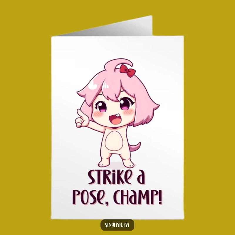 Free Printable Congrats Card: Funny Pose Character, Quirky Downloadable Gift, Print at Home