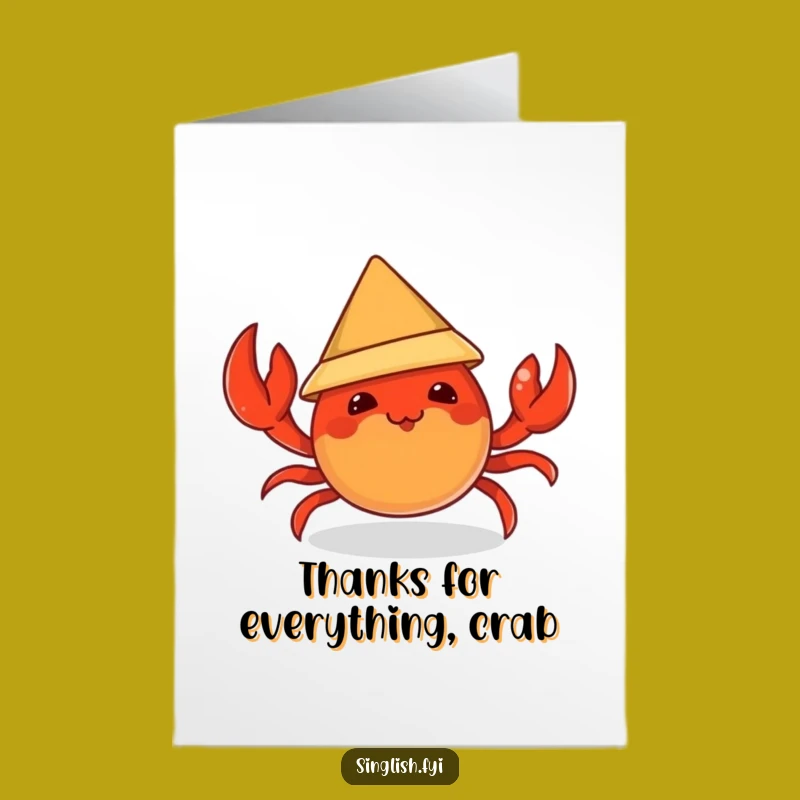 Free Printable Chili Crab Thank You Card: Hat Thanks Downloadable