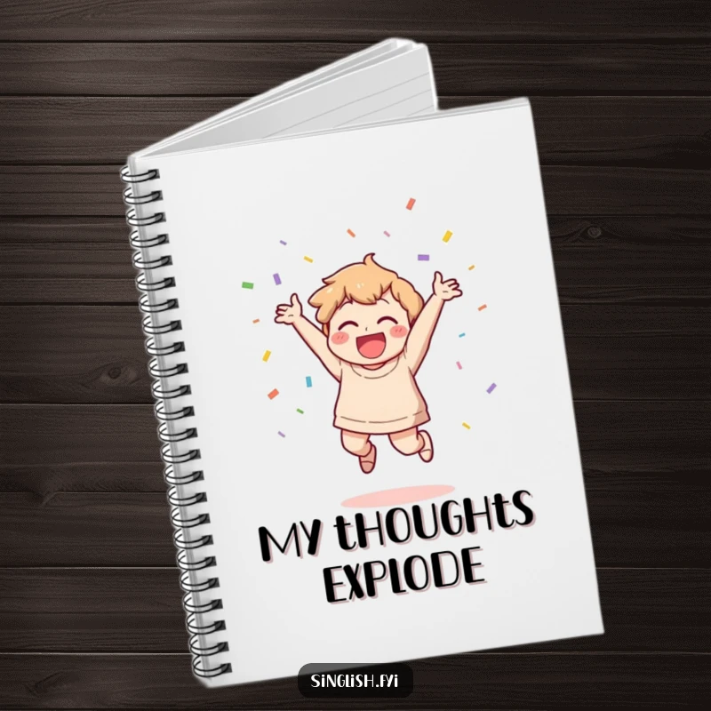 Funny Celebration Notebook: A character jumps with joy, throwing confetti, perfect for writing notes in this funny, festive journal.