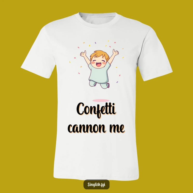 Funny Confetti Jump T-Shirt - Celebration Character Tee Gift