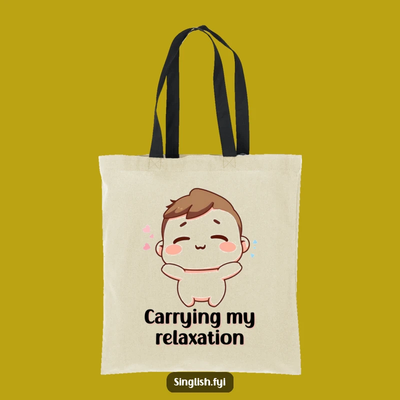 Funny Happy Sigh Tote Bag - Relaxed Carry-All, Comfort Accessory Gift