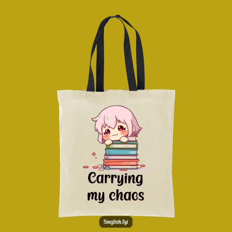 Funny Sheepish Book Knockover Tote Bag: Oops! Cute Character Bag, Perfect Funny Gift